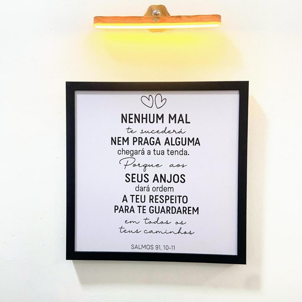 Quadro decorativo cobre caixa de luz com moldura 43x43 Nenhum mal  salmo salmos 91,10-11 sala/quarto/cozinha/decoraçã em Oferta na Shopee