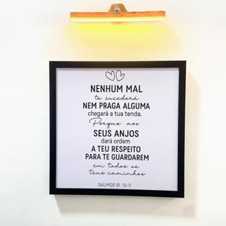 Quadro decorativo cobre caixa de luz com moldura 43x43 Nenhum mal  salmo salmos 91,10-11 sala/quarto/cozinha/decoraçã em Oferta na Shopee