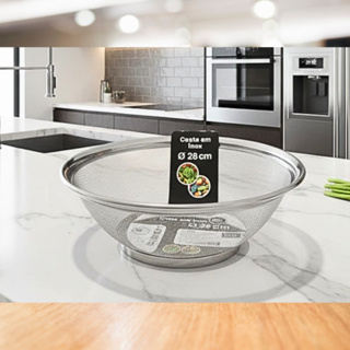 Cesta Premium em Aço Inox Escorredor de Massas 28cm Macarrão Alimentos Arroz 1 un- Original Line em Oferta na Shopee