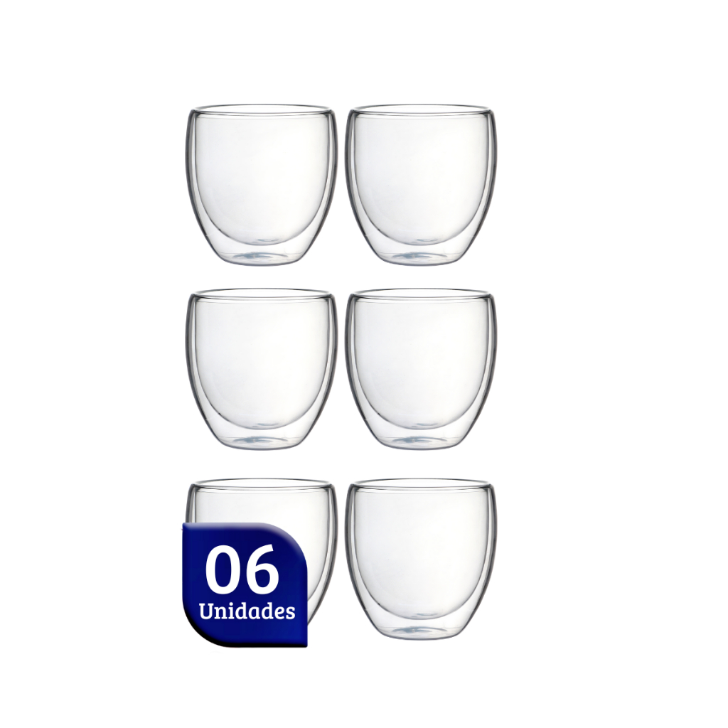 Kit 06 Copos de Vidro Borossilicato 80ml Nobre