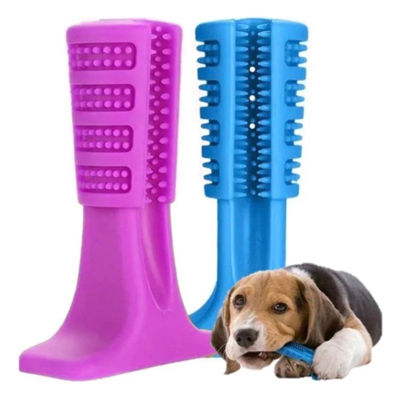 Kit 02 Mordedor Higienizador Dental Escova Dentes Limpeza Bucal para Pet