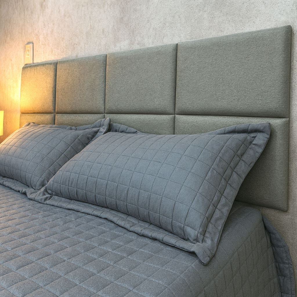Cabeceira Estofada Adesiva 40x30cm p/ Cama Box | Solteiro Casal Queen King | Modulada Decorativa Quadrada