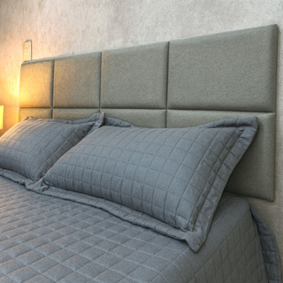 Cabeceira Estofada Adesiva 40x30cm p/ Cama Box | Solteiro Casal Queen King | Modulada Decorativa Quadrada em Oferta na Shopee