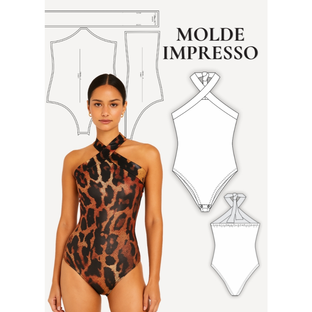 MOLDE EM PAPEL PARA COSTURA IMPRESSO BODY FEMININO - MODELAGEM PARA COSTURA - MODELAGEM EM PAPEL KRAFT