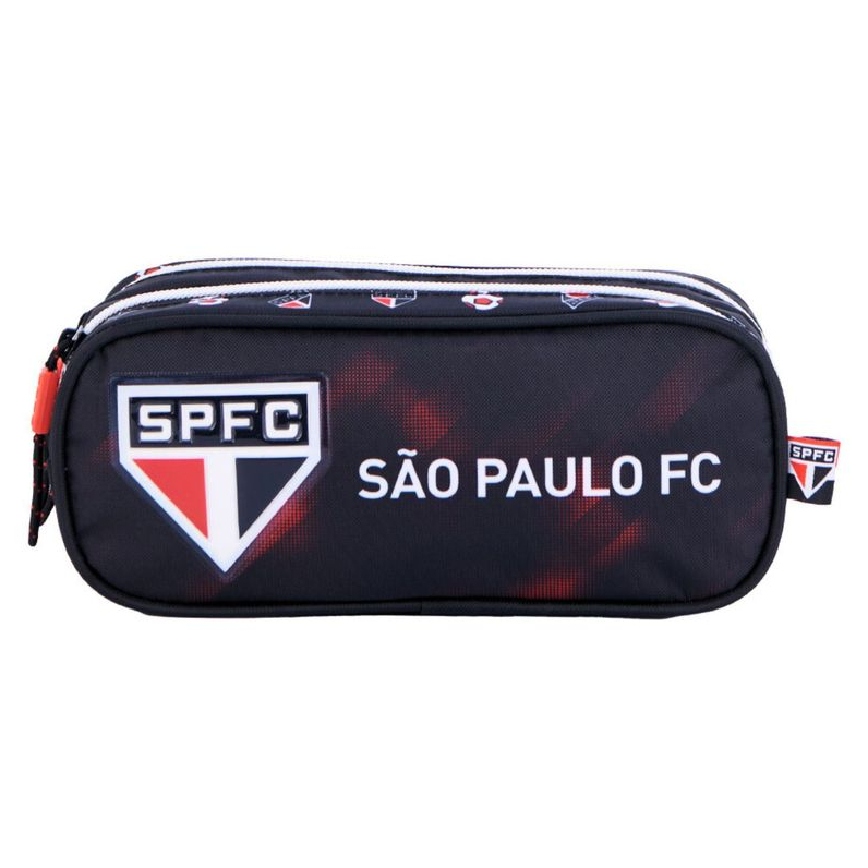 Estojo Escolar Penal Duplo Compartimento Menino Futebol Time São Paulo SPFC Tricolor Original 16596