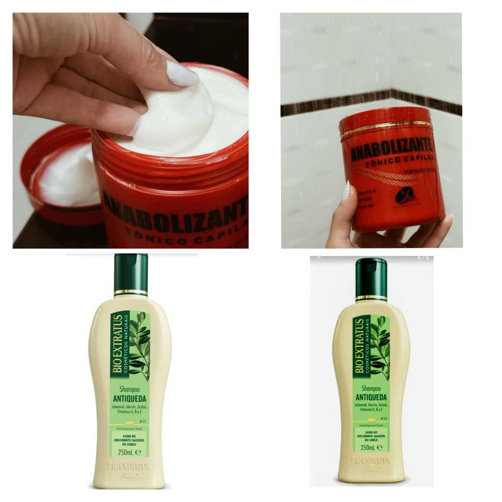 Kit anti-queda Tônico Capilar Vitamina A Yllen Cosméticos, Shampoo Antiqueda Bio Extratus Jaborandi