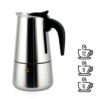 Cafeteira Italiana 600ml Aço Inox – Café Expresso Tradicional em Minutos | Serve até 12 Xícaras em Oferta na Shopee