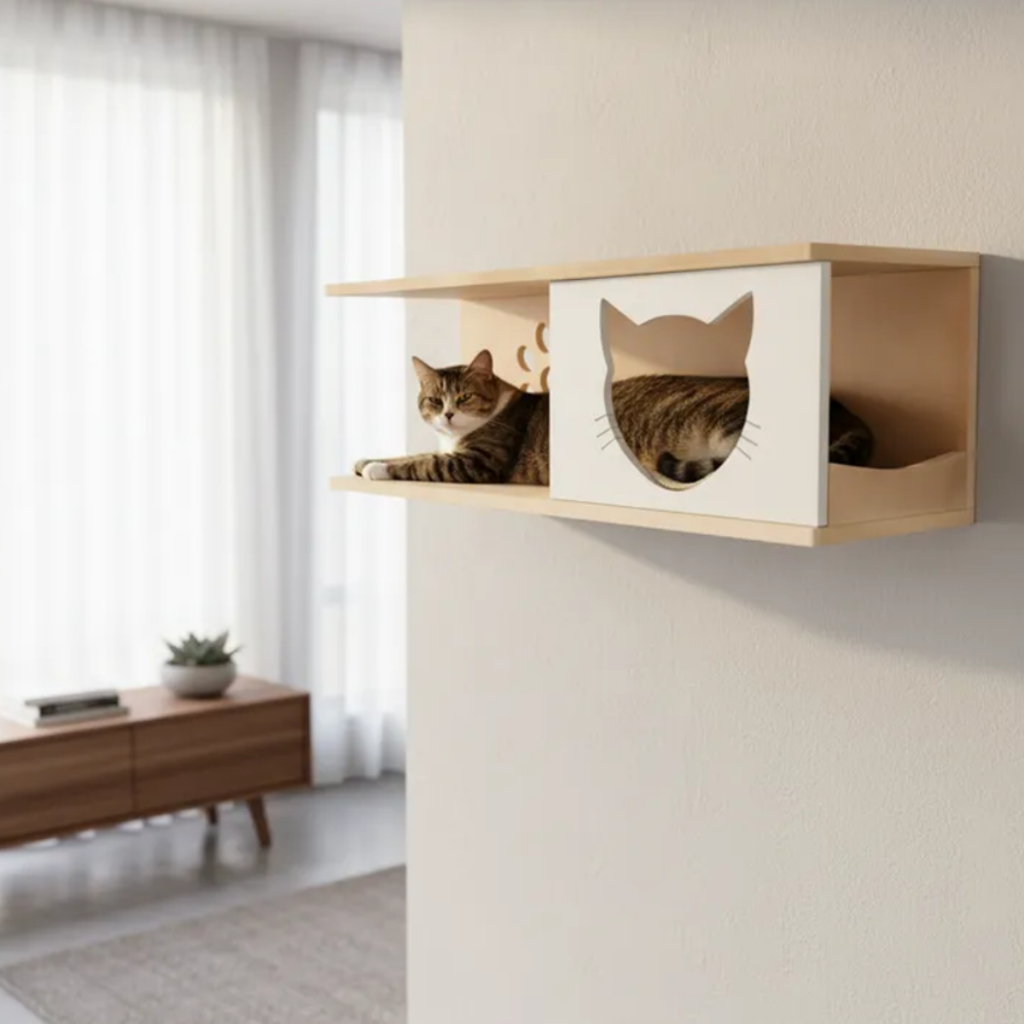 Casa de Gato Nicho G Parede Fundo Fechado MDF 15mm REFORÇADO Gatificação Acessórios Para Gato
