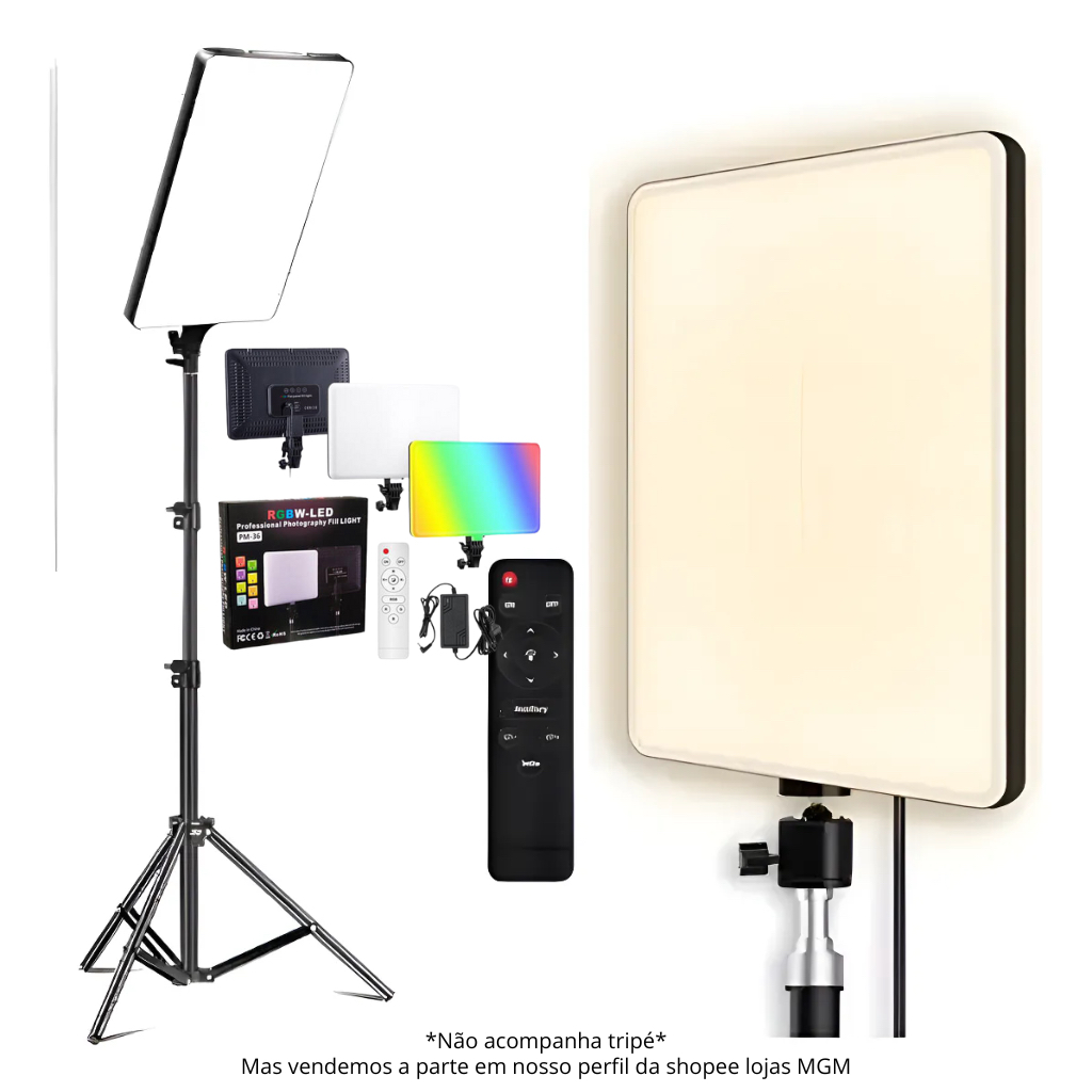 Ring Light Quadrada Profissional RGB 10 Polegadas Luz Fotografia RGBW 3000K-6500K LED Presente Natal em Oferta na Shopee