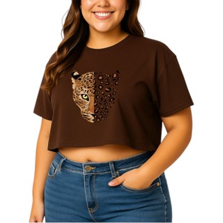Blusa Cropped Plus Size Estampada G1, G2 e G3 Oversized Feminina Animal Print em Oferta na Shopee