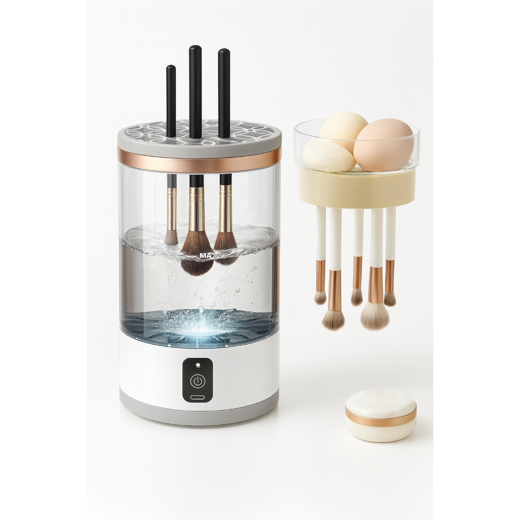 Limpador Pincel Esponja Maquiagem Elétrico USB Automático Lava Seca Armazena