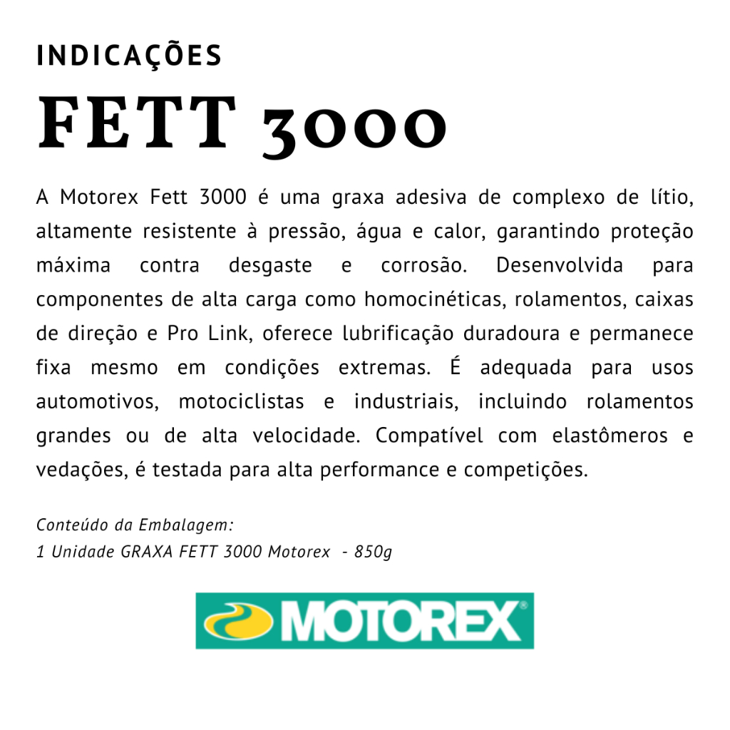 Graxa Vermelha Motorex Fett 3000 Altapressão Rolamento Bike Moto 850g · foto 2