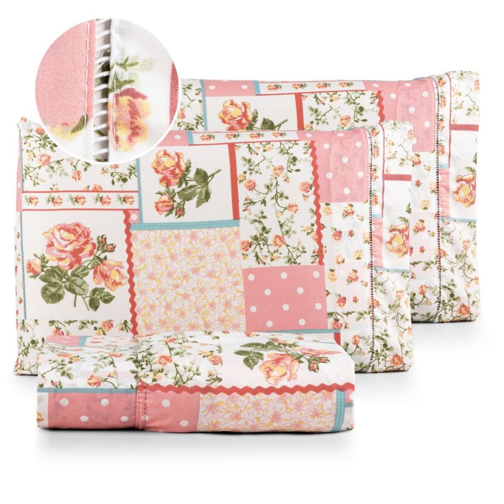 Jogo de Lençol Solteiro Casal Queen King Box  Estampado Ponto Palito Micropercal 400 Fios em Oferta na Shopee