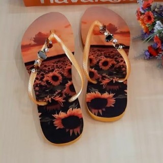 Chinelo de Girassol Customizado Chinelo Decorados