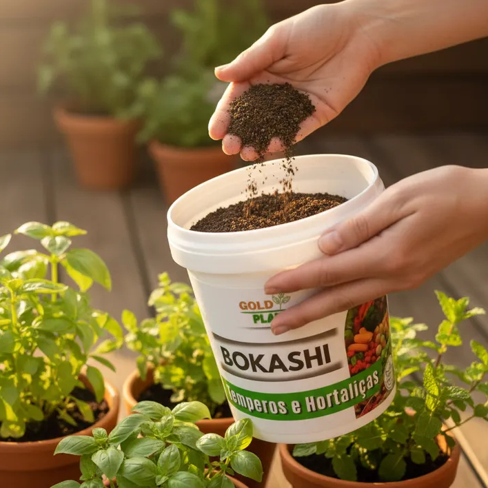 Bokashi Fertilizante Adubo Orgânico Temperos e Horta farelado Pote 200gr, 400gr e 800 gr Gold Plant