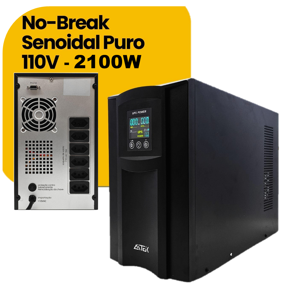 No-Break Senoidal Puro 110V 2100W 3KVA Aitek Proteção e Energia Estável – ANB301
