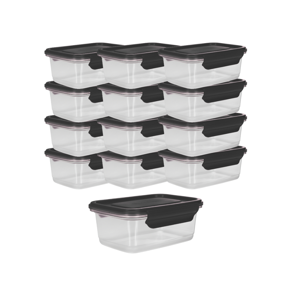 Kit 10 Marmita Potes 800ml com Travas Laterais Alimentos Organizadores de Congelador Tampa Preta em Oferta na Shopee