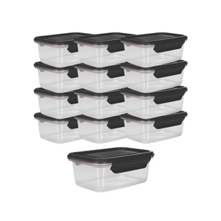 Kit 10 Marmita Potes 800ml com Travas Laterais Alimentos Organizadores de Congelador Tampa Preta em Oferta na Shopee