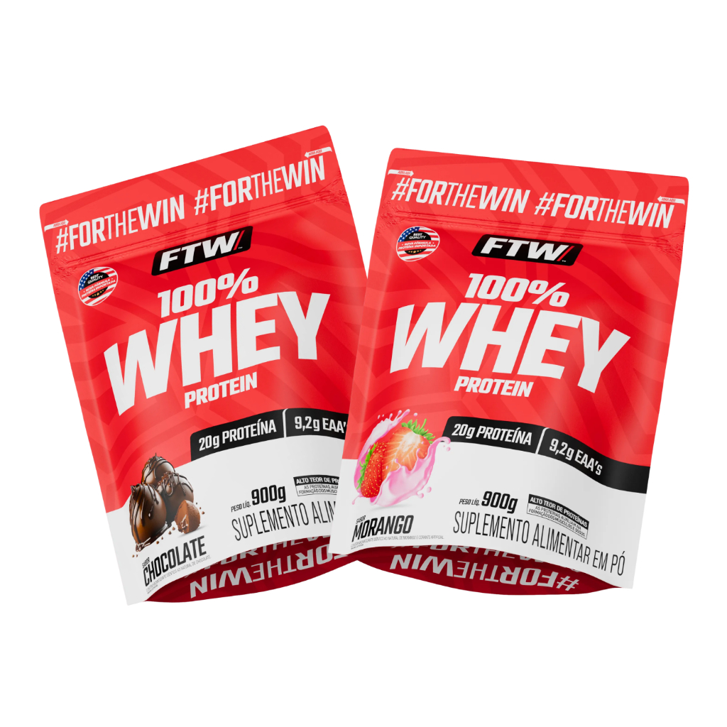 Kit 2x 100% Whey Protein 900g FTW | Alta Proteína p/ Hipertrofia e Recuperação Muscular