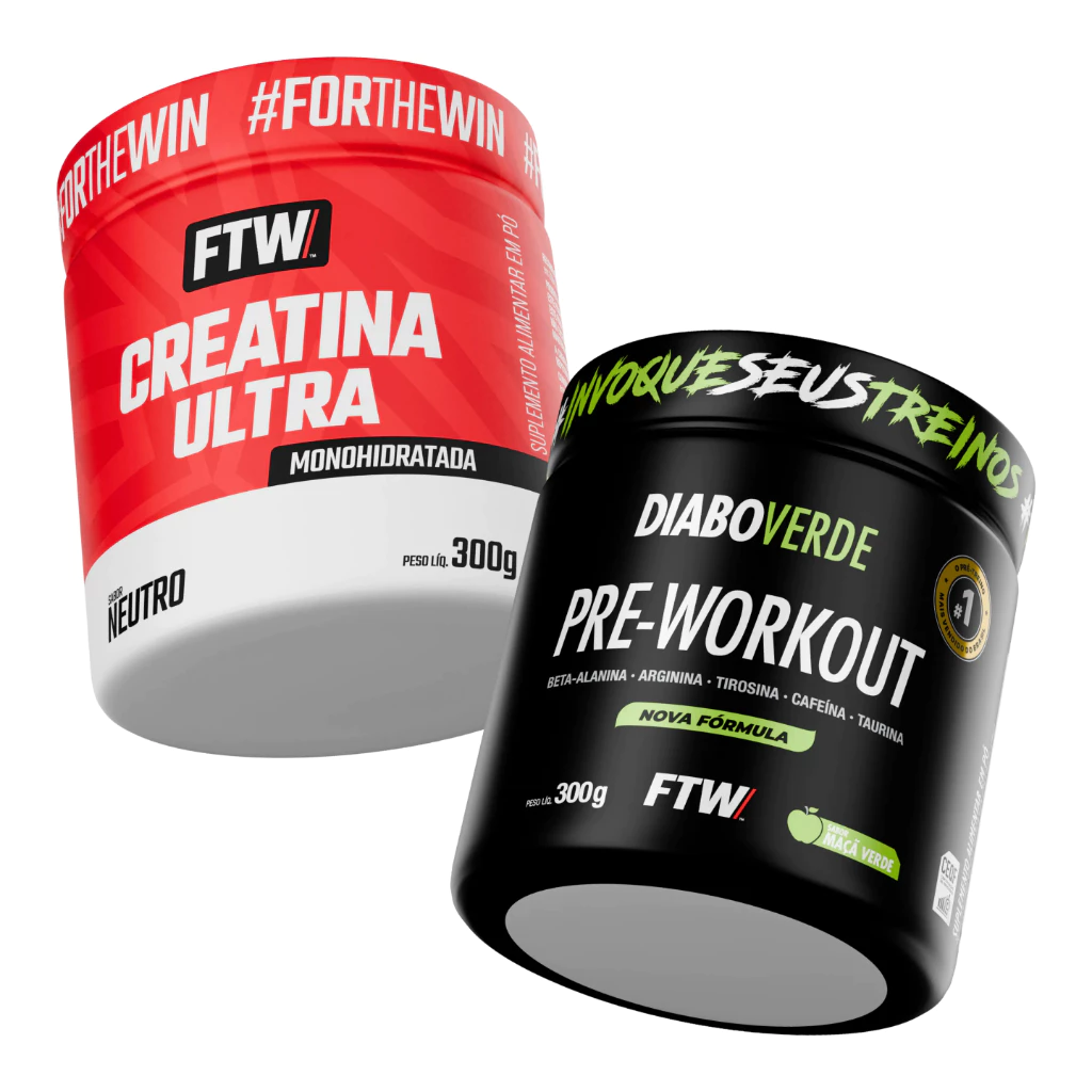 Kit Creatina Ultra Pote 300g + Pré-Treino Diabo Verde Pote 300g - FTW — imagem 1