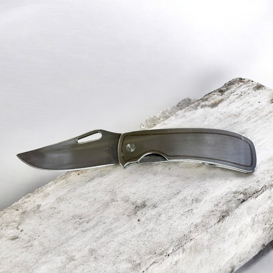 Canivete Artesanal De Aço Inox Monobloco Com Clip Top Linha