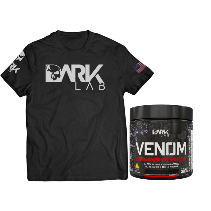 Kit Pré Treino Venom 300g  Pre Workout + Camiseta Caveira Dry-Fit 2.0