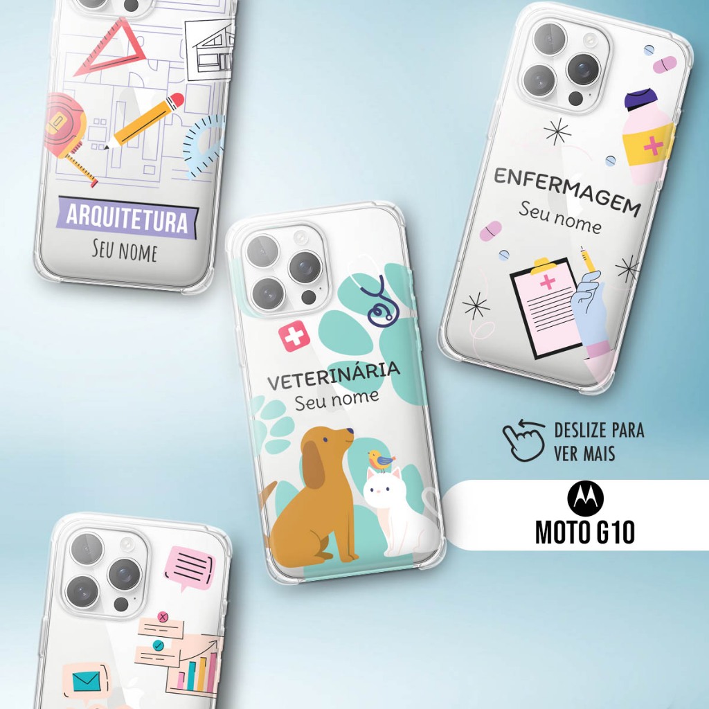 Capa Capinha Case Silicone - MOTO G10 - Coleção Profissões 💼