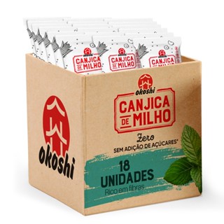 OKOSHI Kit 18 Pipocas de Canjica de Milho Zero Açúcar - Lanche Fit, Snack Saudável - Sem Glúten, Vegano - 40g em Oferta na Shopee