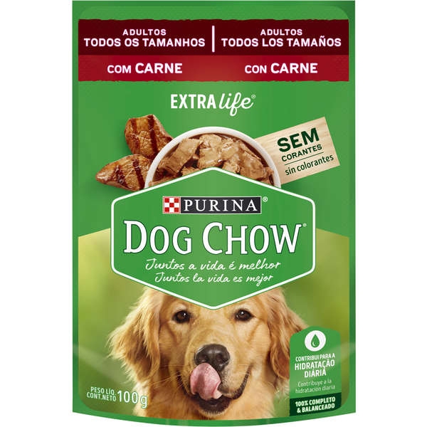 Ração Úmida Dog Chow Sabor Carne para Cães Adultos - 100g