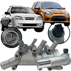 Valvula Termostatica com Carcaça em Alumínio Ford Ka 1.0/1.6 8V Flex 2008–2013 Courier 1.6 Flex