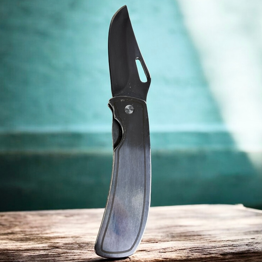 Canivete Artesanal De Aço Inox Monobloco Com Clip Top Linha