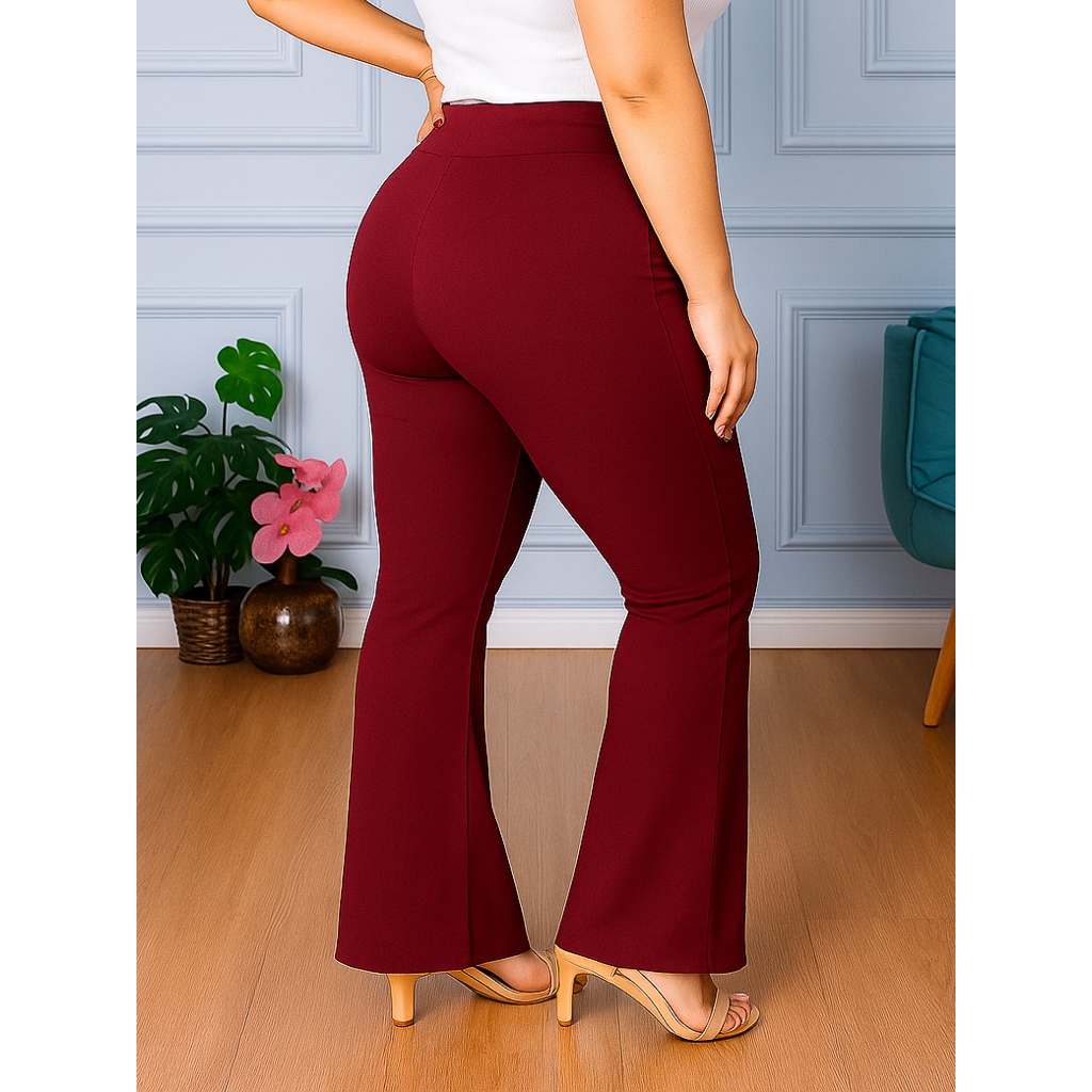 Calça Leg Legging Boca De Sino Suplex Plus Size G1 G2 G3 G4 em Oferta na Shopee