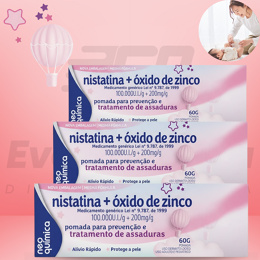 POMADA ASSADURA KIT 3 UN NISTATINA+ÓXIDO DE ZINCO 60G