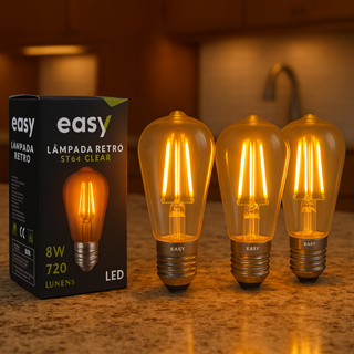 Kit 3 Lâmpadas de Led Pera Filamento Vintage Retro ST64 8w E27 2400k 127v Luz Quente em Oferta na Shopee
