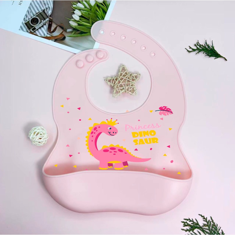 Babador Fofo Para Bebês À Prova D'água De Silicone Macio Com Estampa De Desenhos Animados