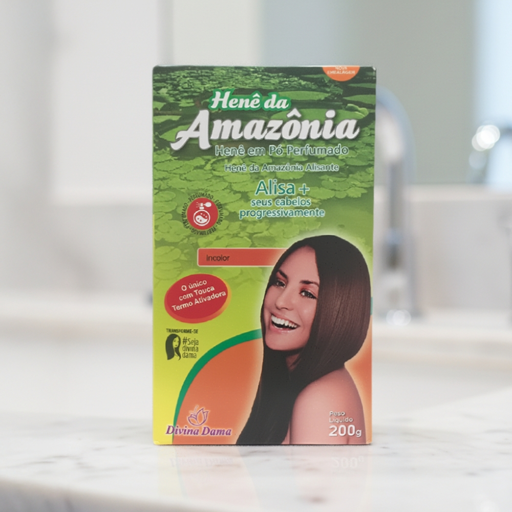 Henê Pó Incolor Divina Dama Amazônia 200g Cabelo Brilho Natural