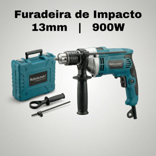 Furadeira de Impacto Profissional Nakasaki 13mm 900W | Alta Potência | Maleta Completa | 110V/220V em Oferta na Shopee