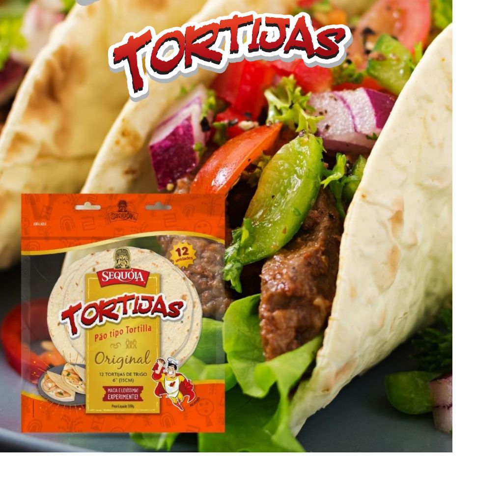 Pão tipo tortilha de trigo original 25cm Sequoia - 03 unidades, macia, flexivel, prática para lanches rápidos