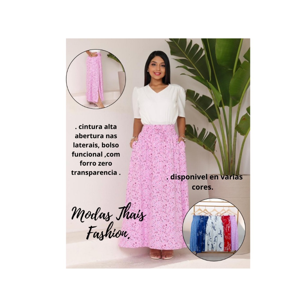 Saia longa Alfaiataria em viscolinho, fenda nas laterais ,cintura alta com bolso.Tendencia moda evangélica e social