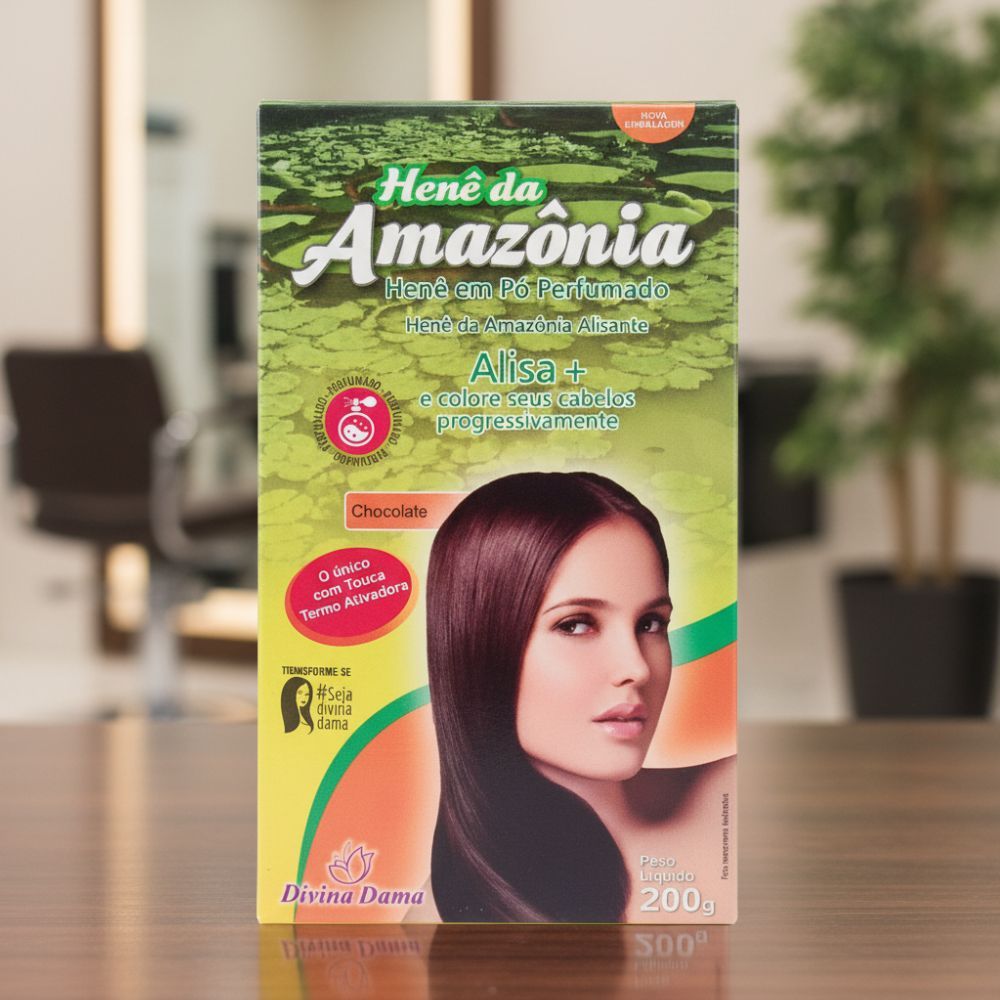 Henê Pó Chocolate Divina Dama Amazônia 200g Cabelo Coloração