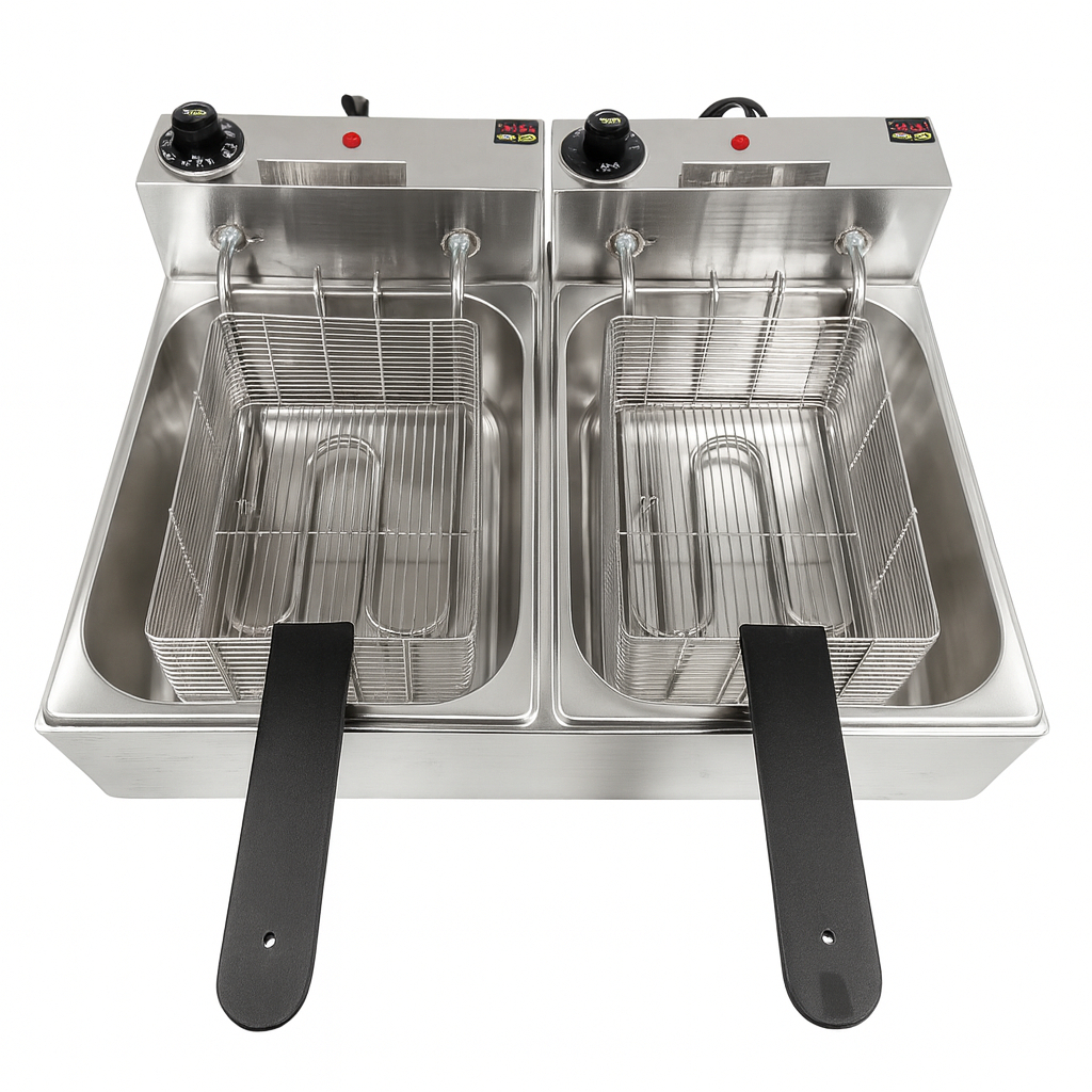 Fritadeira Elétrica 10 Litros 2 Cubas Profissional 5 Litros Cada com Cabo de Proteção Gomes Inox