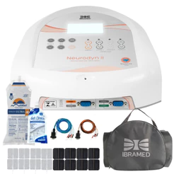 Neurodyn Ibramed 4 Canais II TENS FES Russa Bivolt + 16 Eletrodos