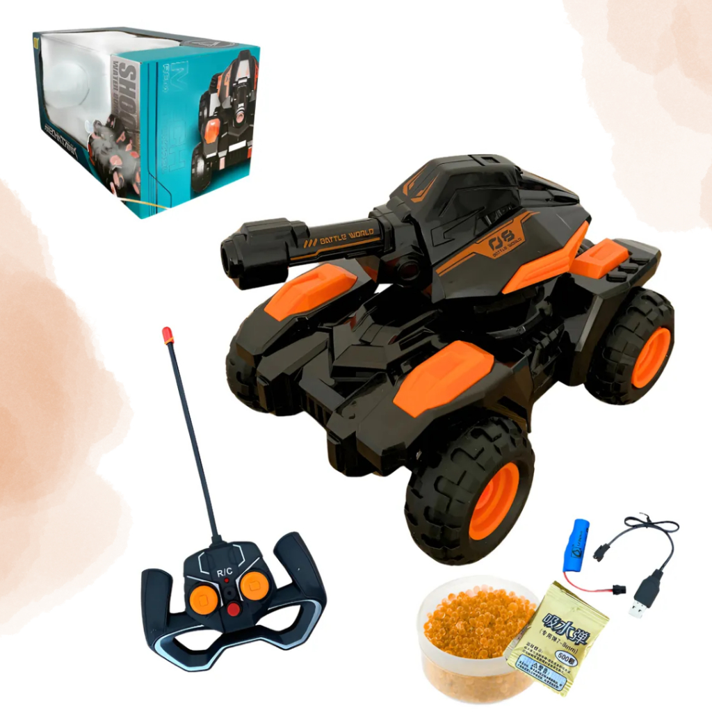 Carrinho de Controle Remoto Tanque de Guerra Lança Bolinhas de Gel e Gira 180º! em Oferta na Shopee