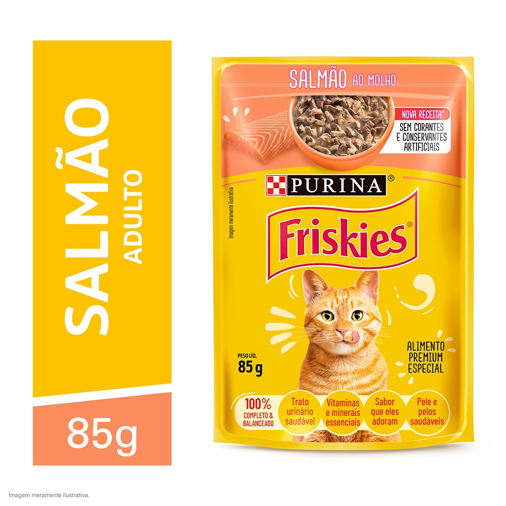 Sachê Friskies Para Gatos Adultos Sabor Salmão ao Molho - 85g