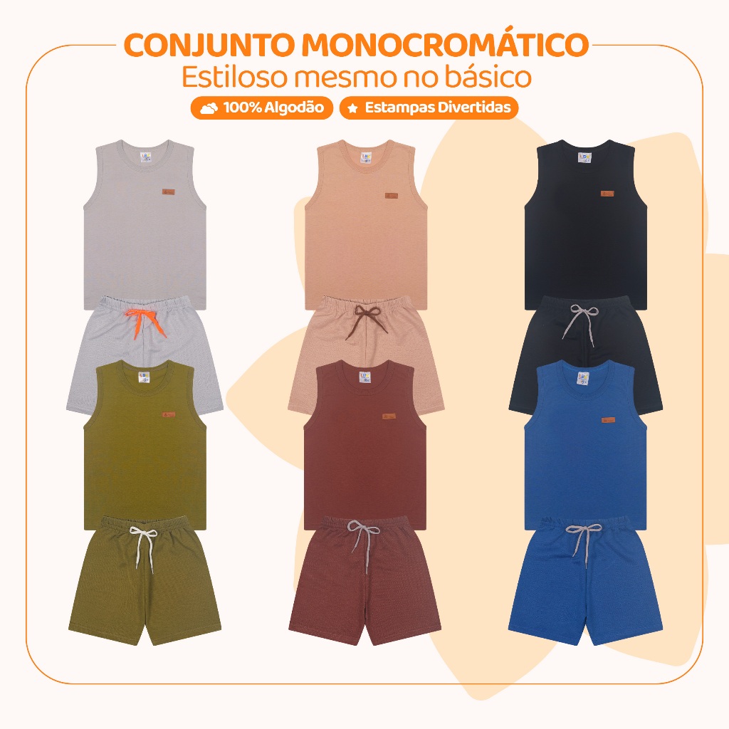 Detalhes do Kit 10 peças Regata Bebê de Menino Minimalista Monocromático Verão Infantil Menino Basico ou 6 Peças Roupa de Calor