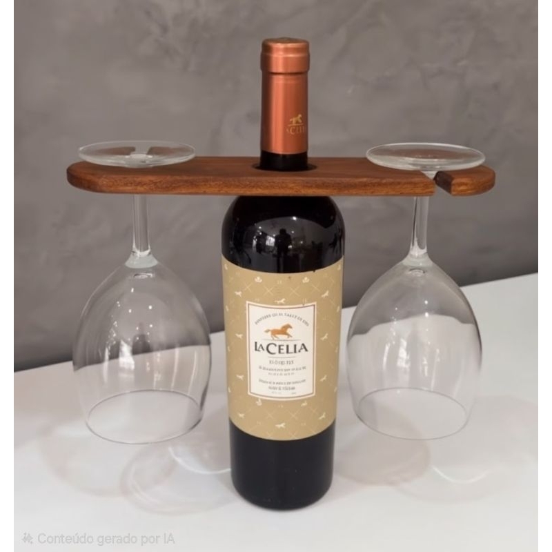 Mini Adega De Mesa Cedrinho Suporte Vinho E 2 Taças Decoração Gourmet Presente Baratos