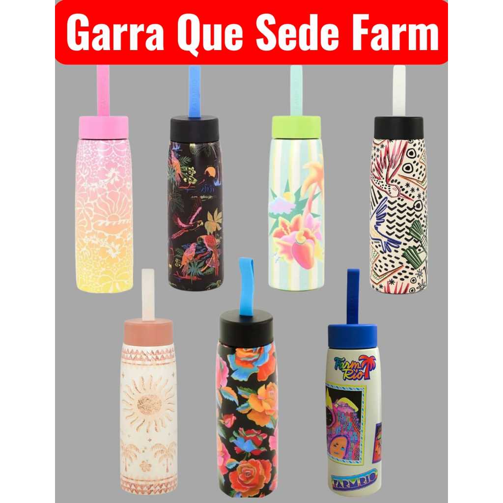 Garrafa Farm Que Sede Térmica 500 ML Estampada Coleção Nova Fitness Academia Mulheres Farmete