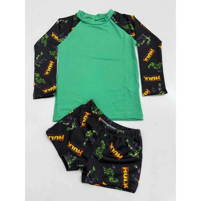 Conjunto Sunga masculino Camiseta proteção UV 50 infantil Manga longa natação Moda praia personagens