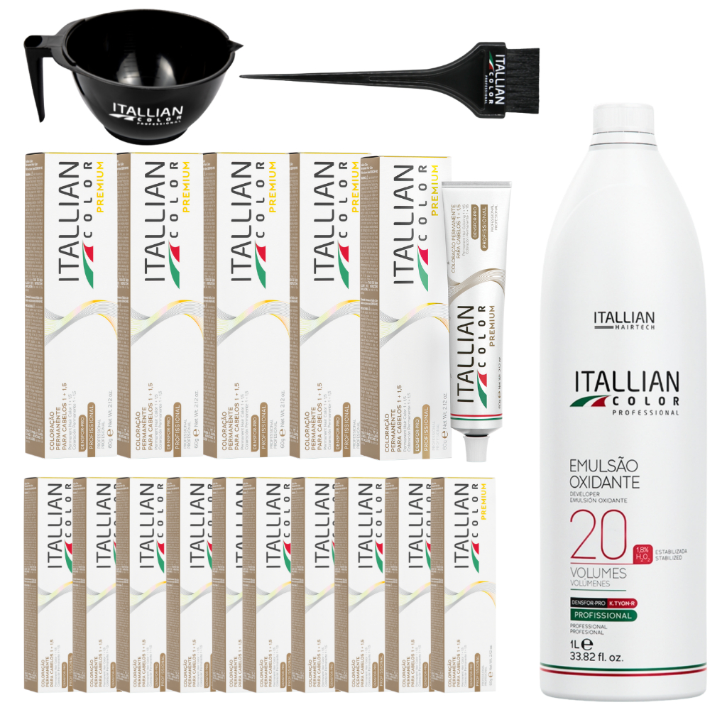 Combo 15 Colorações Itallian Color + 1 Oxidante 1L Itallian Hairtech em Oferta na Shopee