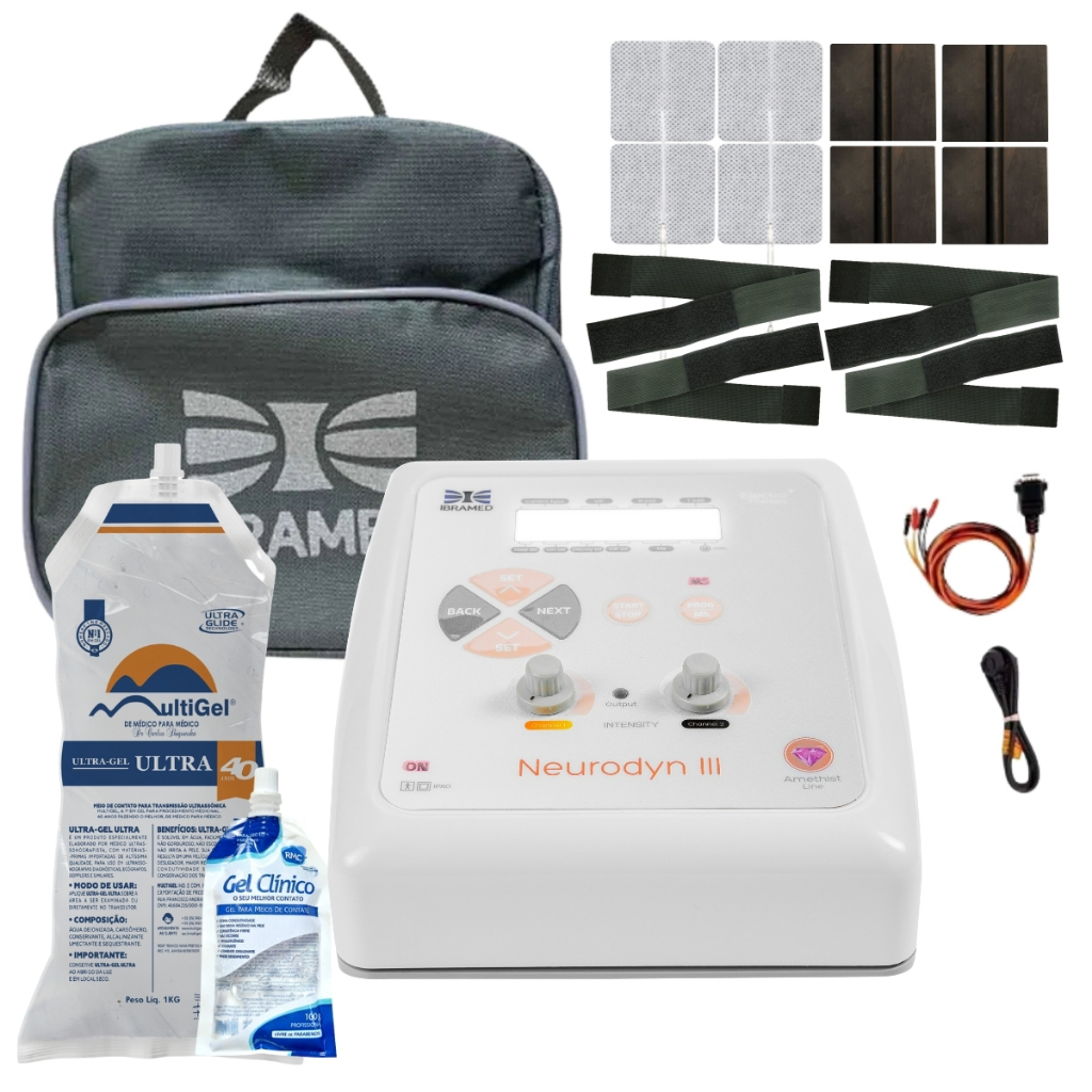 Neurodyn III + 8 Eletrodos + Gel 1kg + Bolsa Ruby Ibramed em Oferta na Shopee